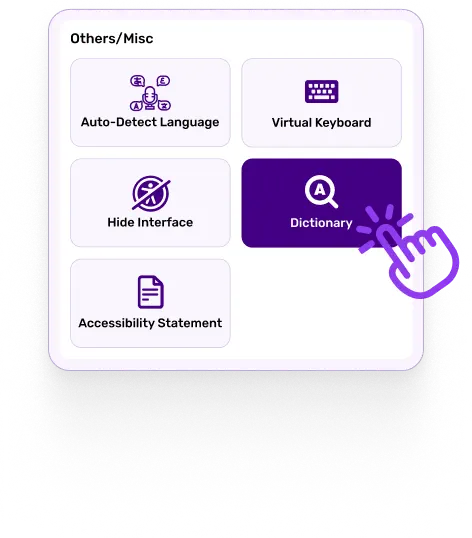 Miscellaneous accessibility features interface for enhanced user support