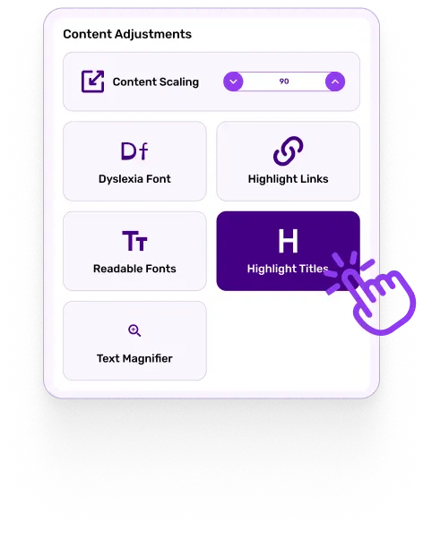 Content adjustments screen with text size, spacing, and alignment options